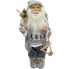 Padilon Yılbaşı Süsü Noel Baba Biblo Figür Büyük Boy 45 cm Gri