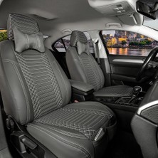 AG Store Isuzu D-Max Uyumlu Deri Oto Koltuk Kılıfı Ön-Arka 5li Set Special Seri Füme