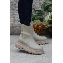 Mehmet Mete 351028 Bej Fashion Yiğimi Lastikli Sıcak Astar Kadın Bot