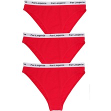 Parlingerie  Yılbaşı 3Lü Slip Külot Seti Kırmızı