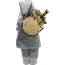 Padilon Yılbaşı Süsü Noel Baba Biblo Figür Büyük Boy 45 cm Gri