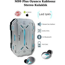 Bakeey M99 Plus Bluetooth Kulaklık Kulakiçi Kablosuz Oyuncu Kulaklıkları Işıklı Android-Iphone Uyumlu Gri