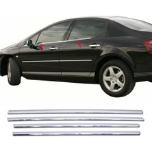 ZNZ Oto Aksesuar Peugeot 407 Krom Cam Çıtası 4 Prç. 2005 ve Üzeri Paslanmaz Çelik
