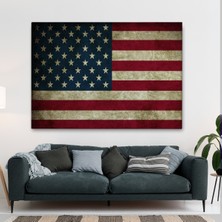 Amerika Birleşik Devletleri Bayrağı Rustik Kanvas TABLO-5412