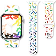 Smcase Apple Watch Se 2 2023 44MM Kordon Silikon Pride Spor Pozitif Renkler SC10 Beyaz