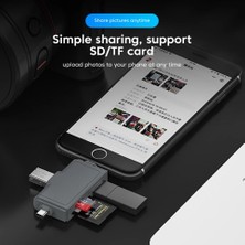 UltraTekno 7in1 Micro Usb, Type C, Apple Iphone 15, 14, 13, 12, 11 Pro,pro Max Uyumlu, Multi, Kart Okuyucu, Otg, Sd Tf USB Dönüştürücü