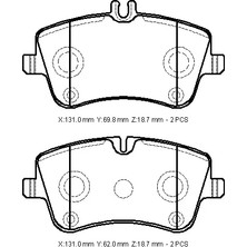 JMC Mercedes C Class- W203- 00/07; Ön Fren Balatası (KABLOSUZ)(DİSK)(131X69,8X18,7/131X62X18,7)(BRAM