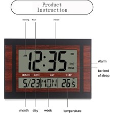 Sunshinee Dijital Duvar Saati LCD Numarası Zaman Sıcaklık Takvimi Alarm Masa Masa Saati Modern Tasarım Ofis Ev Gümüş (Yurt Dışından)