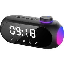 Sunshinee Taşınabilir Mini Fm Radyo Alıcısı Hifi Ses Rgb Bluetooth Hoparlör Saatli Çift Çalar Saat Desteği Handsfree -A (Yurt Dışından)