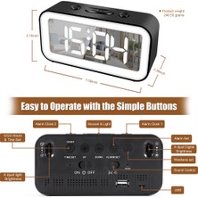 Sunshinee Dijital Çalar Saat, Ayarlanabilir Parlaklık Aynası Elektronik LED Saat, Yatak Odaları Için 12/24 Saat Çalar Saatler (Siyah) (Yurt Dışından)