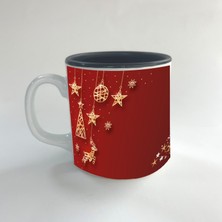 Mor Mürekkep Çam Ağacı Süsleri Baskılı Siyah Multi Yılbaşı Kupası