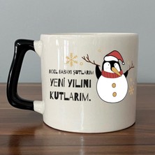 Mor Mürekkep Noel Babayı Şutlarım Baskılı Siyah Kulplu D Yılbaşı Kupası