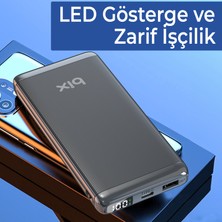 Bix BXPB11 10000MAH 20W Pd Type-C ve Usb-A Scp 22.5W Qc 3.0 18W Çift Çıkışlı LED Ekranlı Powerbank Siyah