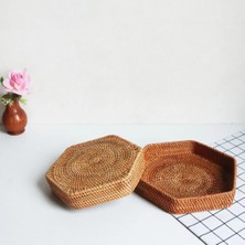 Farah Rattan 2'li Set - El Yapımı Altıgen Rattan Düzenleyici
