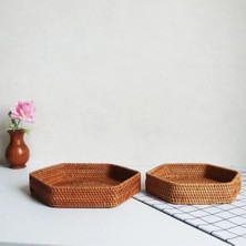 Farah Rattan 2'li Set - El Yapımı Altıgen Rattan Düzenleyici