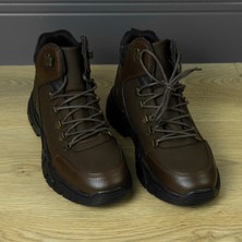 Elevold Outdoor Model +8 cm Boy Uzatan Gizli Topuklu Kahverengi Bağcıklı Erkek Bot