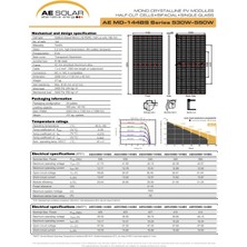 AE 550W-144 Hücreli-Monokristal-Bıfacıal-Halfcut Güneş Paneli