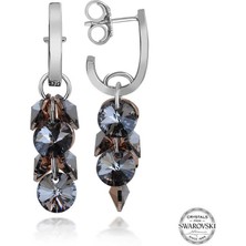 Swarovski Crystal Taşlı Gümüş Salkım Sallantılı Çivili Kadın Küpe