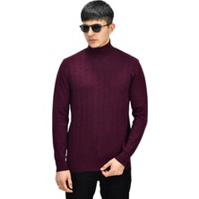 Raymons Erkek Spor Balıkçı Yaka Kazak Bordo R22507 Regular Fit Günlük Stil