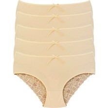 Miss Blue Moon Yüksek Bel Arka Baklava Kesim Dantelli Bato 5'li Külot 5660-3