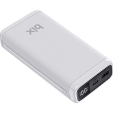 Bix BXPB21 20000MAH Usb-A 22.5W ve Type-C Pd 20W Çift Çıkışlı LED Ekranlı Powerbank Beyaz