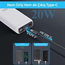 Bix BXPB21 20000MAH Usb-A 22.5W ve Type-C Pd 20W Çift Çıkışlı LED Ekranlı Powerbank Beyaz