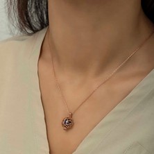 Gumush Gümüş Rose Kafesli Lotus Bayan Kolye