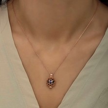 Gumush Gümüş Rose Kafesli Lotus Bayan Kolye
