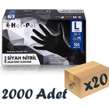 Has-Pet Siyah Nitril Pudrasız Eldiven Large 100’LÜ 20 Paket 2000 Adet