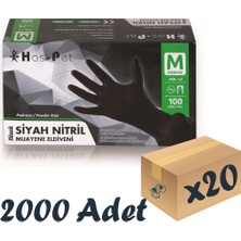 Has-Pet Siyah Nitril Pudrasız Eldiven Medium 100’LÜ 20 Paket 2000 Adet