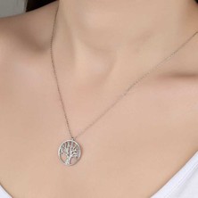 Gumush Swarovski Taşlı Gümüş Hayat Ağacı Bayan Kolye