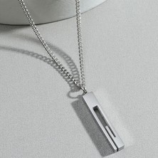 Chavin Gri Grek Desen 60 Cm. Bar Çelik Kadın Erkek Kolye EU41BY