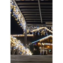 Hazar Led 2m Saçak LED 144 Ledli 16 Saçaklı Eklenebilir IP65 Dış Mekan Gün Işığı Beyaz Flaşlı LED Işık Yılbaşı Çam Ağacı Ev Süsleme