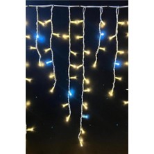 Hazar Led 2m Saçak LED 144 Ledli 16 Saçaklı Eklenebilir IP65 Dış Mekan Gün Işığı Beyaz Flaşlı LED Işık Yılbaşı Çam Ağacı Ev Süsleme