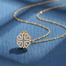 Stainless Steel Nesly Accessories Mıknatıslı Açılır Yonca Şans Kolye Aşk Kolye Çelik Kolye