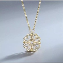 Stainless Steel Nesly Accessories Mıknatıslı Açılır Yonca Şans Kolye Aşk Kolye Çelik Kolye