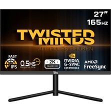 Twısted Mınds 27" TM27QHD165IPS Qhd 2k 165HZ 0,5ms HDMI Dp HDR400 Fast IPS Rgb Gamıng Monitör