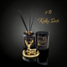 Tiem Concept Yılbaşı Geyik Başlıklı Gold Detaylı Oda Kokusu ve Siyah Mum Seti 100 ml