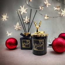 Tiem Concept Yılbaşı Geyik Başlıklı Gold Detaylı Oda Kokusu ve Siyah Mum Seti 100 ml