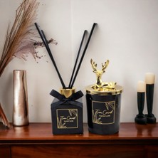 Tiem Concept Yılbaşı Geyik Başlıklı Gold Detaylı Oda Kokusu ve Siyah Mum Seti 100 ml