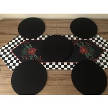 Trend Yuvam Ev Tekstil Ürünleri Yılbaşı Çiçek Desenli Runner & Supla