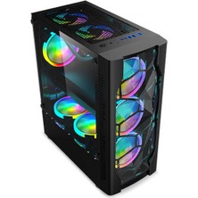 SNT Energy Snt Bliz Bz-I C4 Mid Tower Atx Gaming 4 x Argb Fanlar ve Kablolu Kontroller Dahil Masaüstü Bilgisayar Kasası (Power Yok)