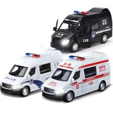 Teenspirit 1/32 Alaşım Ambulans Polis Pres Döküm ve Oyuncak Araçlar Araba Modeli Itfaiye Kamyonu Metal Geri Çekin Ses ve Işık Araba Çocuk Oyuncakları (Yurt Dışından)