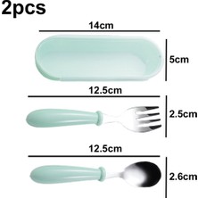 Qisem 2 Adet Paslanmaz Çelik Çocuk Karikatür Sofra Çatal ve Kaşık (Yurt Dışından)