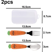 Qisem 2 Adet Çocuk Karikatür Havuç Kaşık ve Çatal (Yurt Dışından)