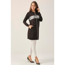 Kadın Siyah Fermuarlı Kadın Sweatshirt DM60199
