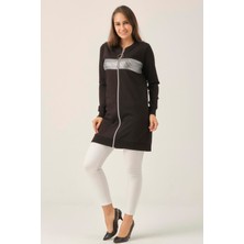 Kadın Siyah Fermuarlı Kadın Sweatshirt DM60199