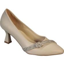 Yaz Kış Ayakkabı Yazkış Kadın Siyah Ten Cilt Üzeri Taşlı 6cm Kadeh Topuk Düğün Nişan Abiye Ayakkabı