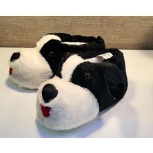 Akınalbella bella  H023 Unisex Köpek Figürlü Peluşlu Terlik Siyah