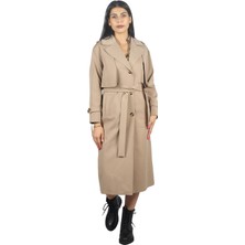 Lady Gına Kadın Düğmeli Uzun Kollu Hakim Yaka Bej Trençkot IGNBVB23K2648-BEJ